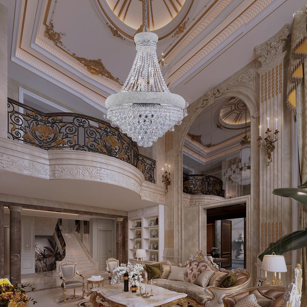 36" In Empire K9 Crystal 14-Led Bulbs  Hardwired Chandelier Lamp. Picture 3