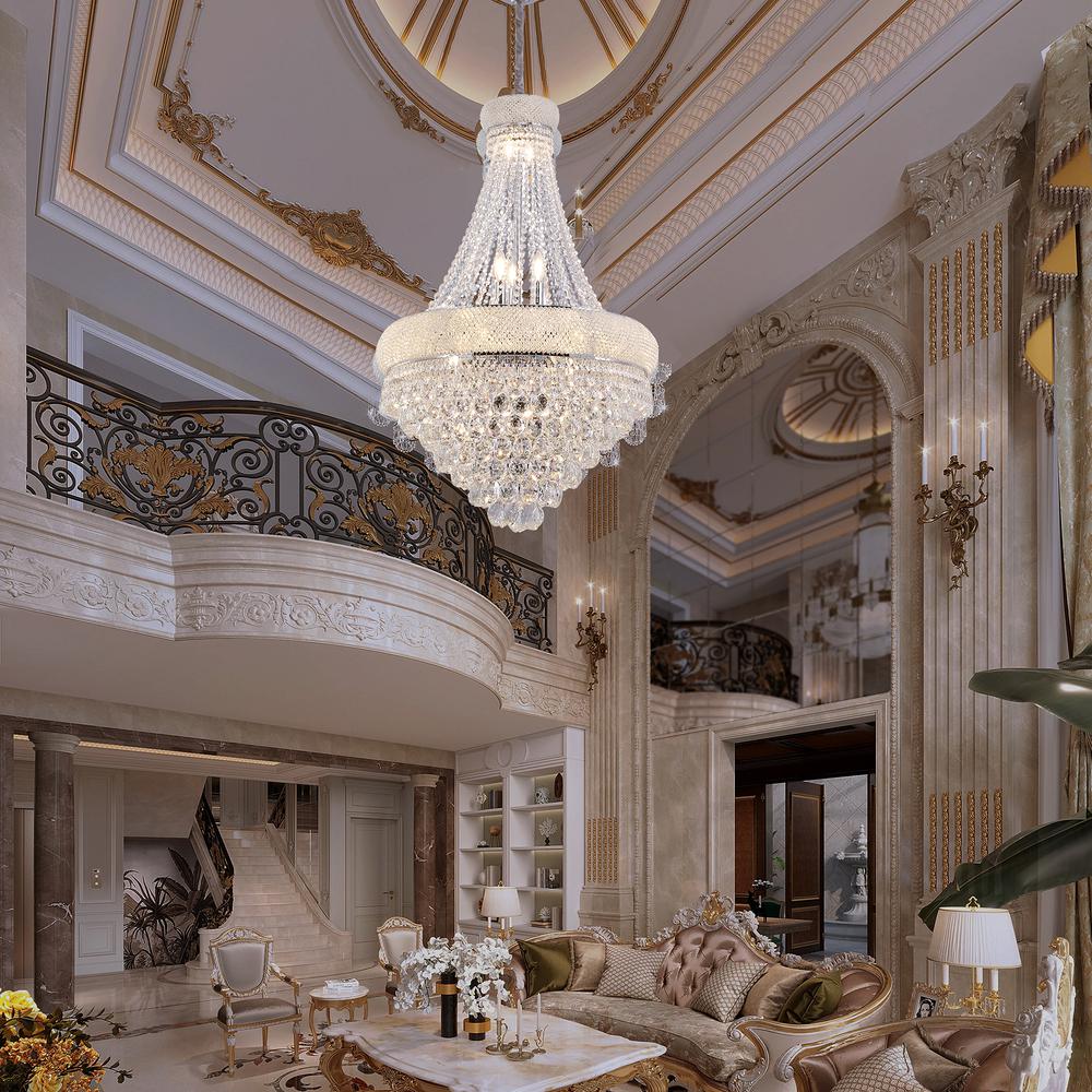 36" In Empire K9 Crystal 14-Led Bulbs  Hardwired Chandelier Lamp. Picture 4