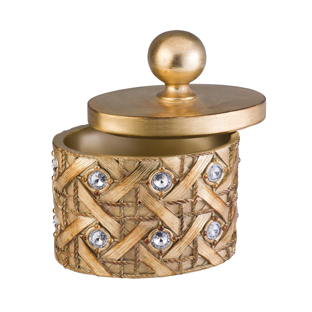 9"H Gold Mahla Jewelry Box. Picture 1