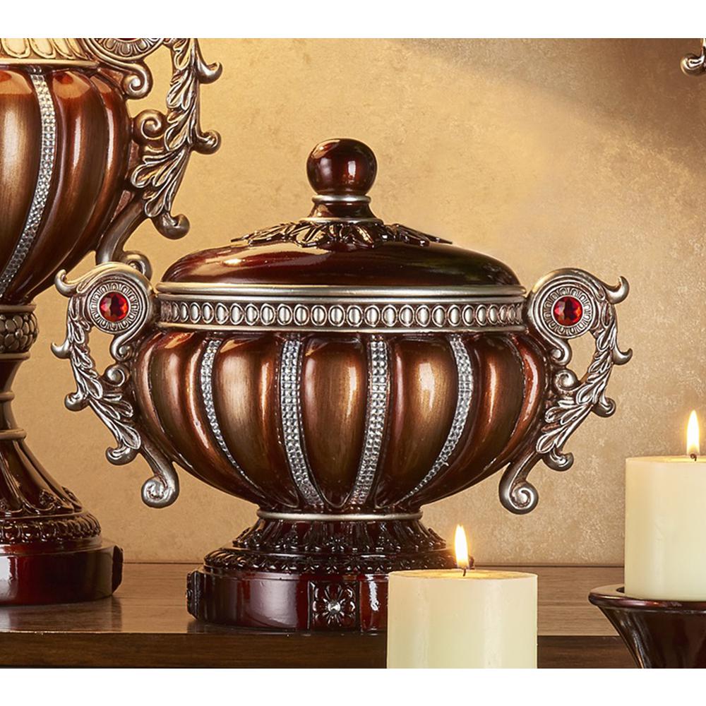 11.5" Delicata Bronze Silver Décor Footed Jewelry Box. Picture 2