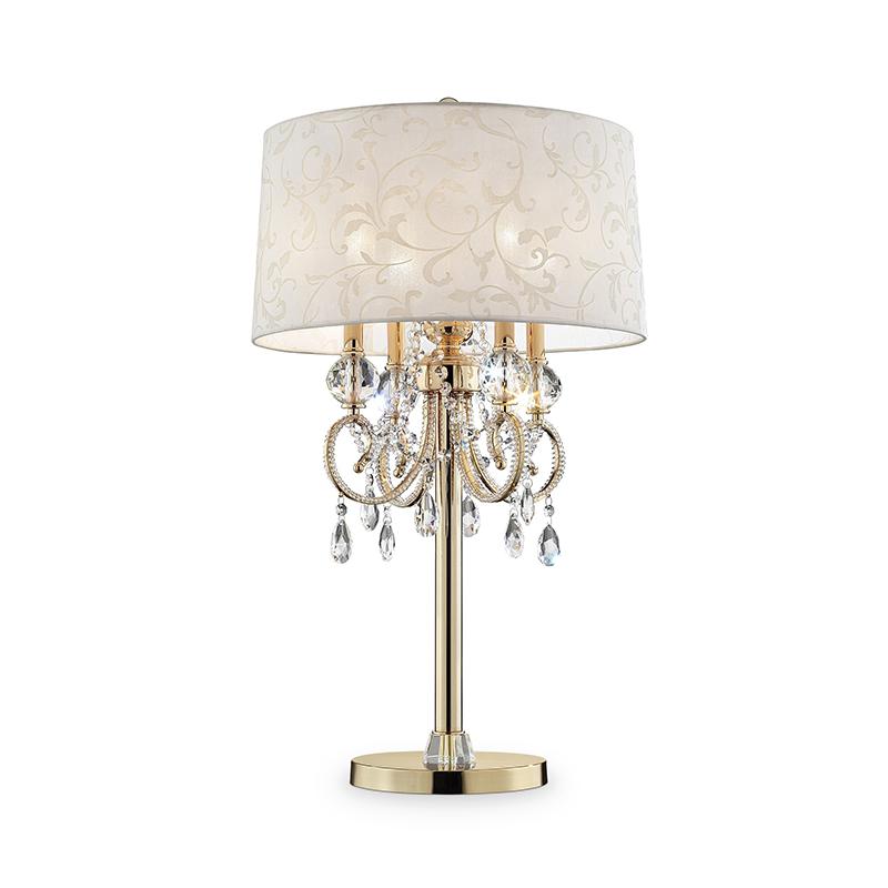 32.5" In Aurora Barocco Shade Crystal Gold Table Lamp. Picture 1