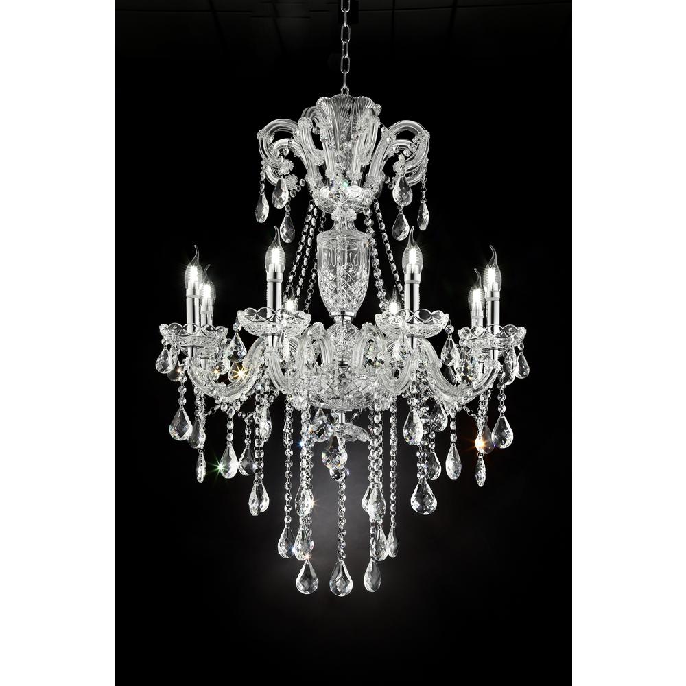 37" In Eilish Silver Crystal 8-Lights Led Hard-Wired Chandelier. Picture 2