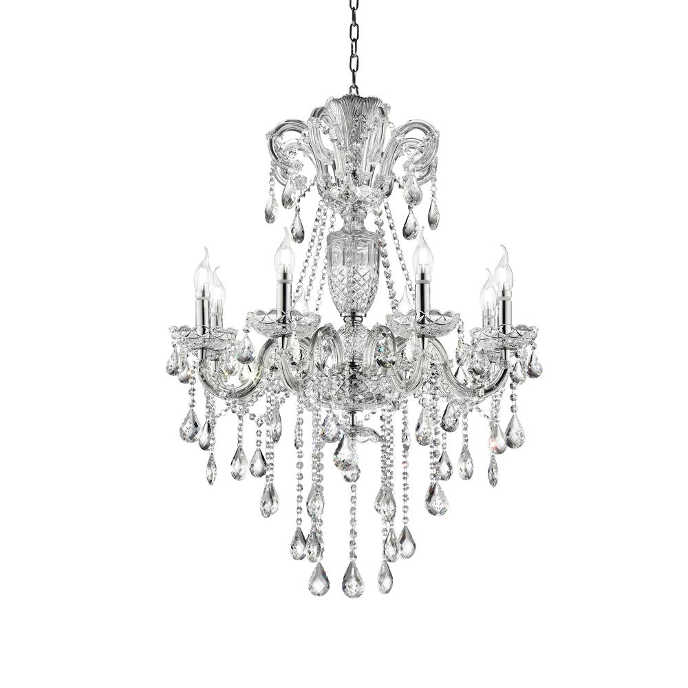 37" In Eilish Silver Crystal 8-Lights Led Hard-Wired Chandelier. Picture 1