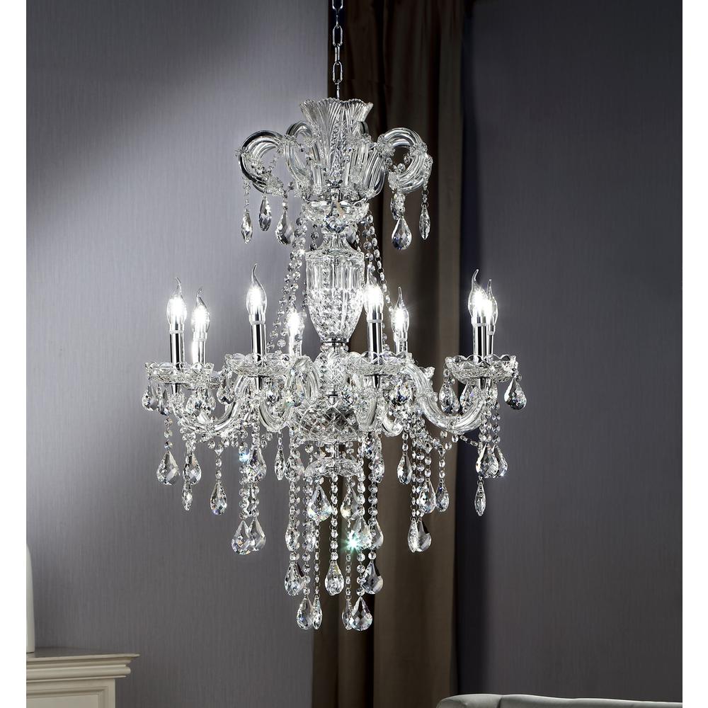 37" In Eilish Silver Crystal 8-Lights Led Hard-Wired Chandelier. Picture 3