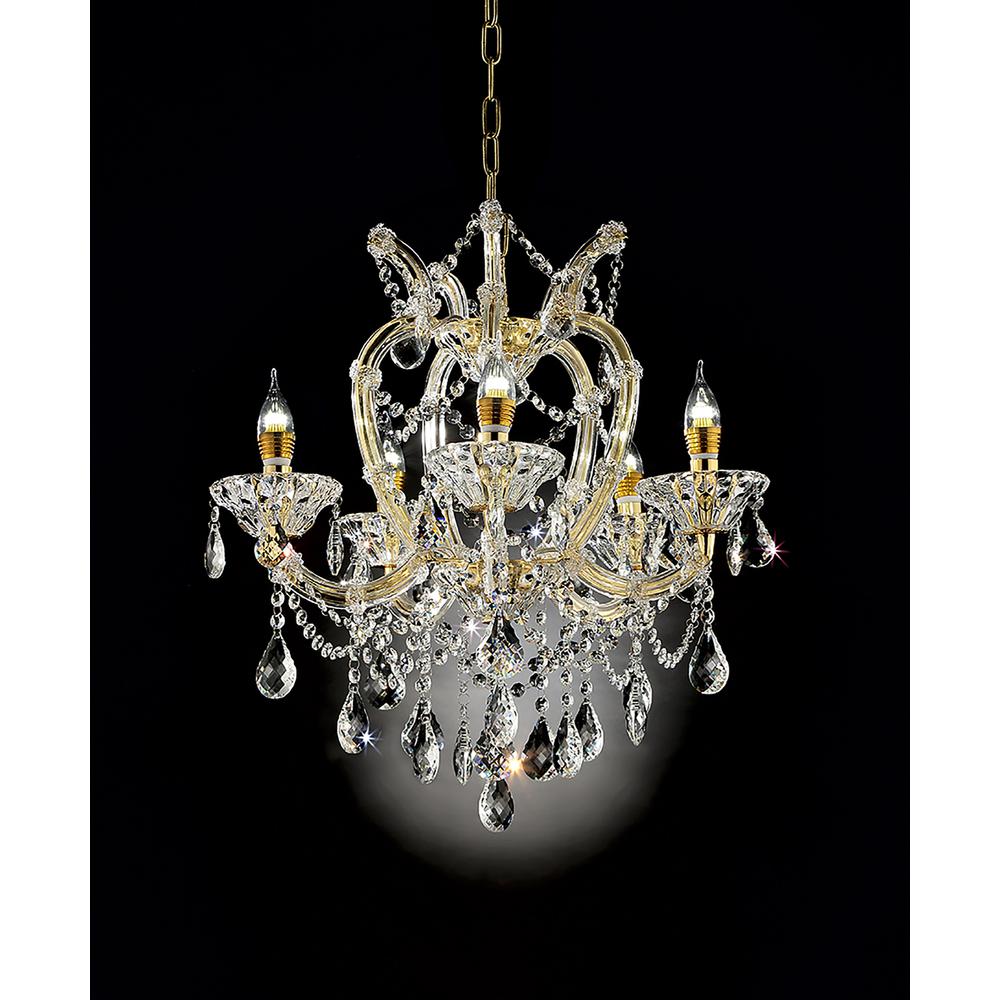 22"In Bella Petite Gold Crystal 5-Lights Led Hard-Wired Chandelier. Picture 2