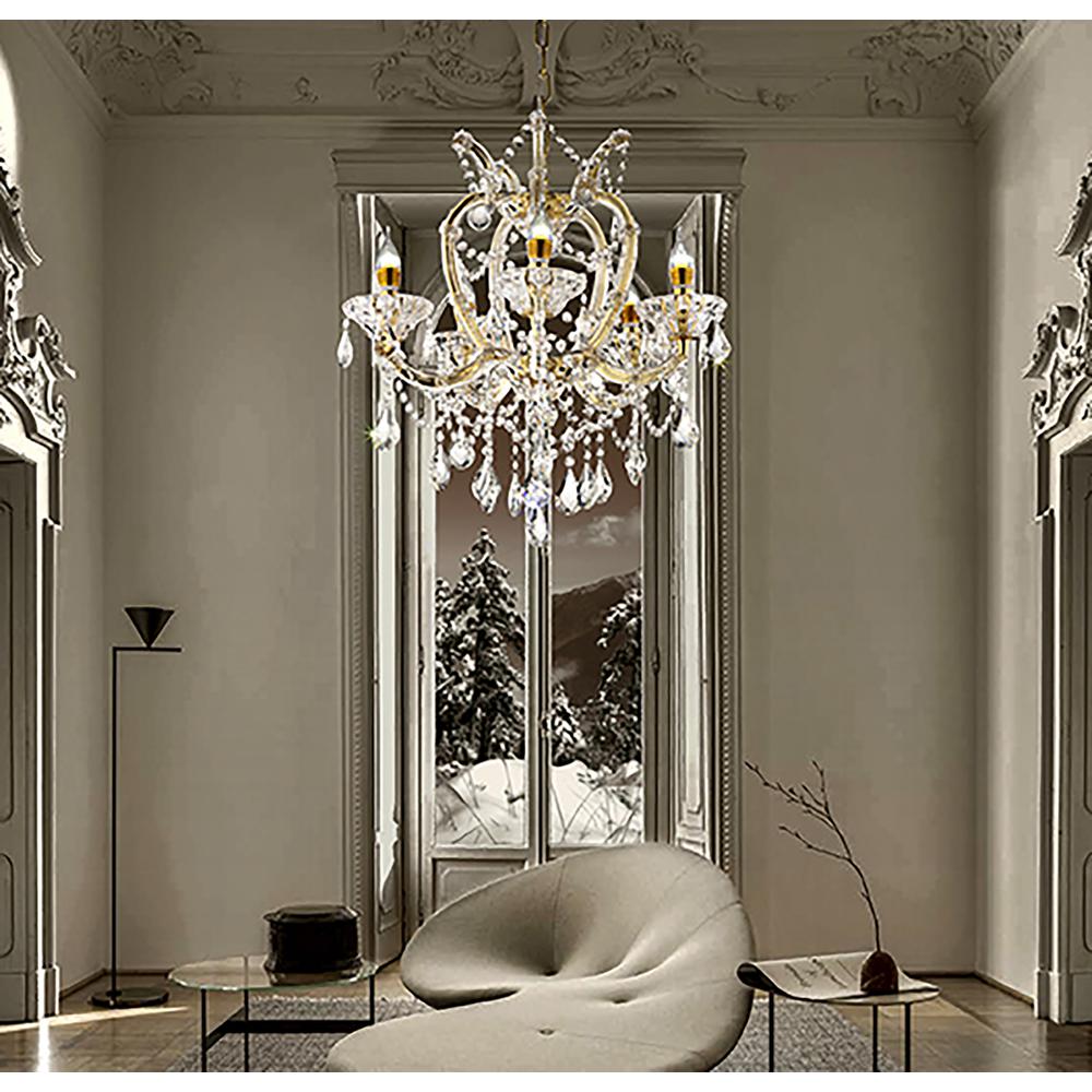 22"In Bella Petite Gold Crystal 5-Lights Led Hard-Wired Chandelier. Picture 3