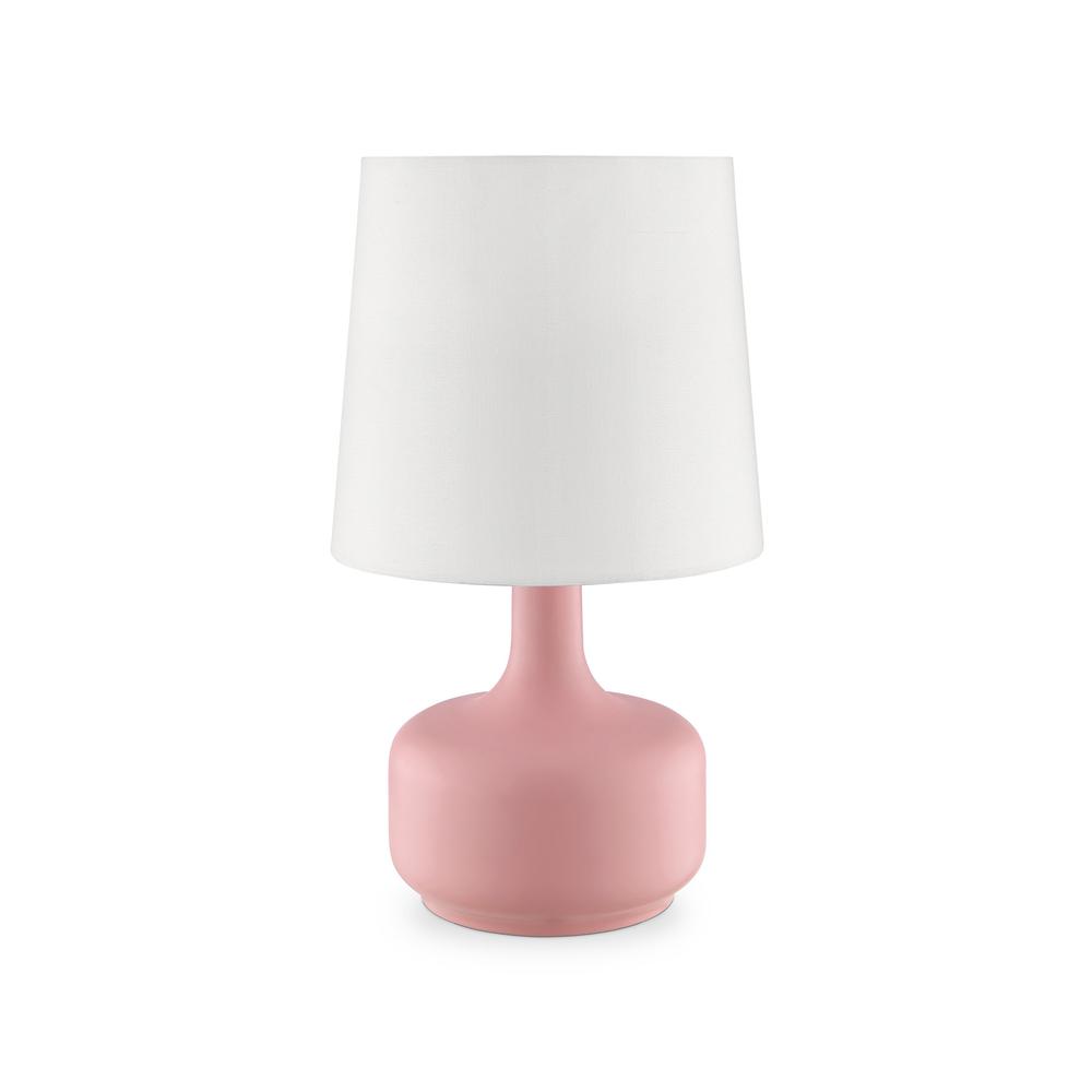 17.25" Cheru Powder Pink Mid-Century Modern Touch On Metal Table Lamp. Picture 1