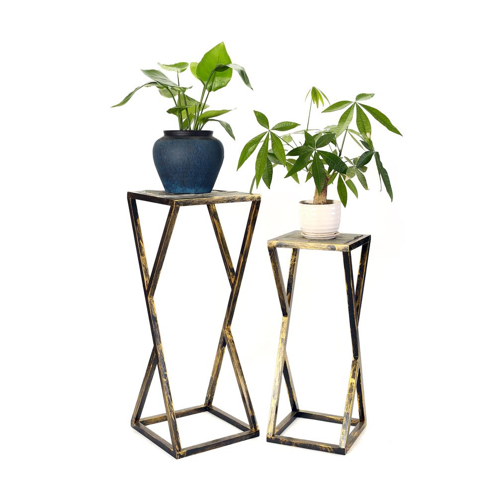 31.2", 25.25" in GREY STONE SLAB BLACK/GOLD PLANT STAND. Picture 3