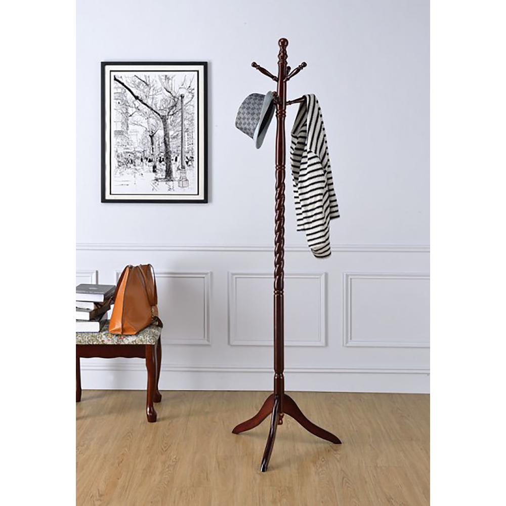 71.5" Twist Cherry Wooden Coat Rack. Picture 3