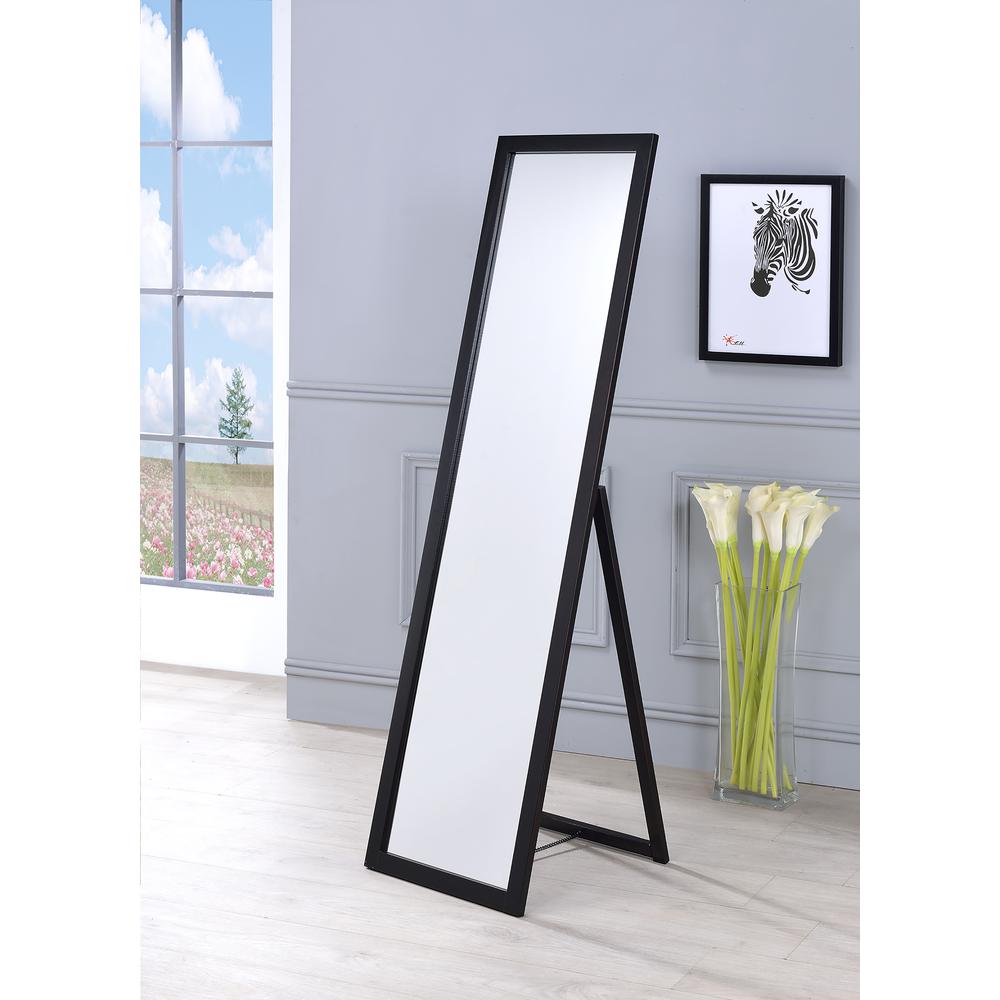 55" Walnut Finish Stand Mirror. Picture 1