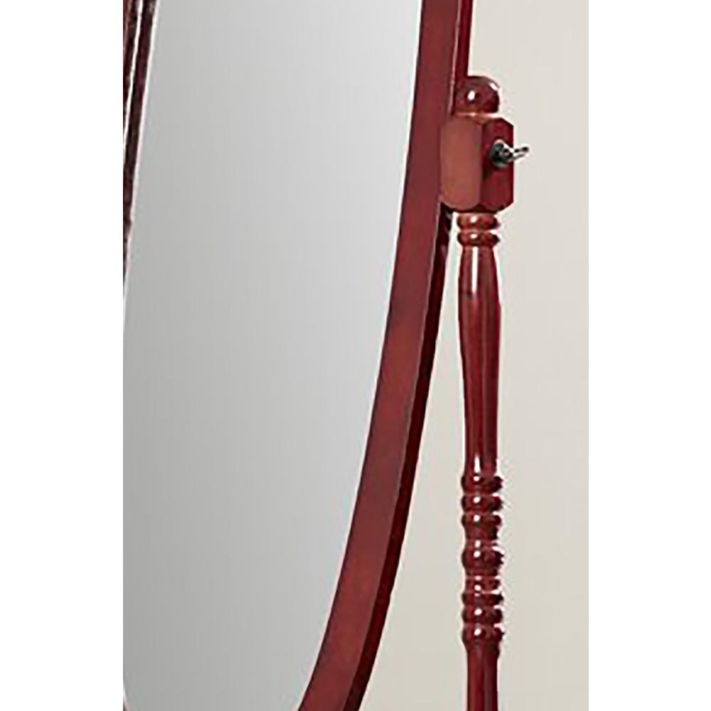 59.5" Cherry Finish Oval Wooden Cheval Standing Mirror. Picture 3