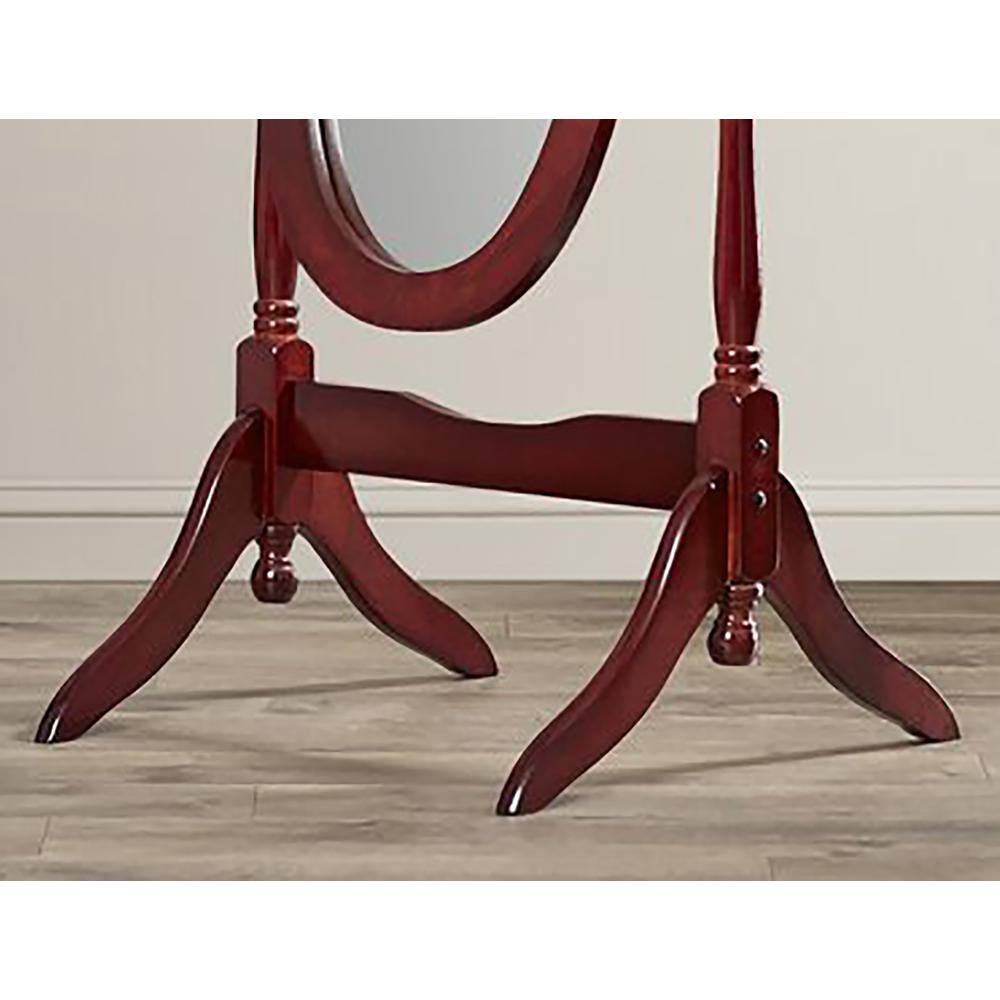 59.5" Cherry Finish Oval Wooden Cheval Standing Mirror. Picture 4