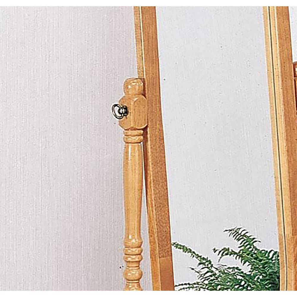 59.5" Natural Finish Wooden Oval Cheval Standing Mirror. Picture 1