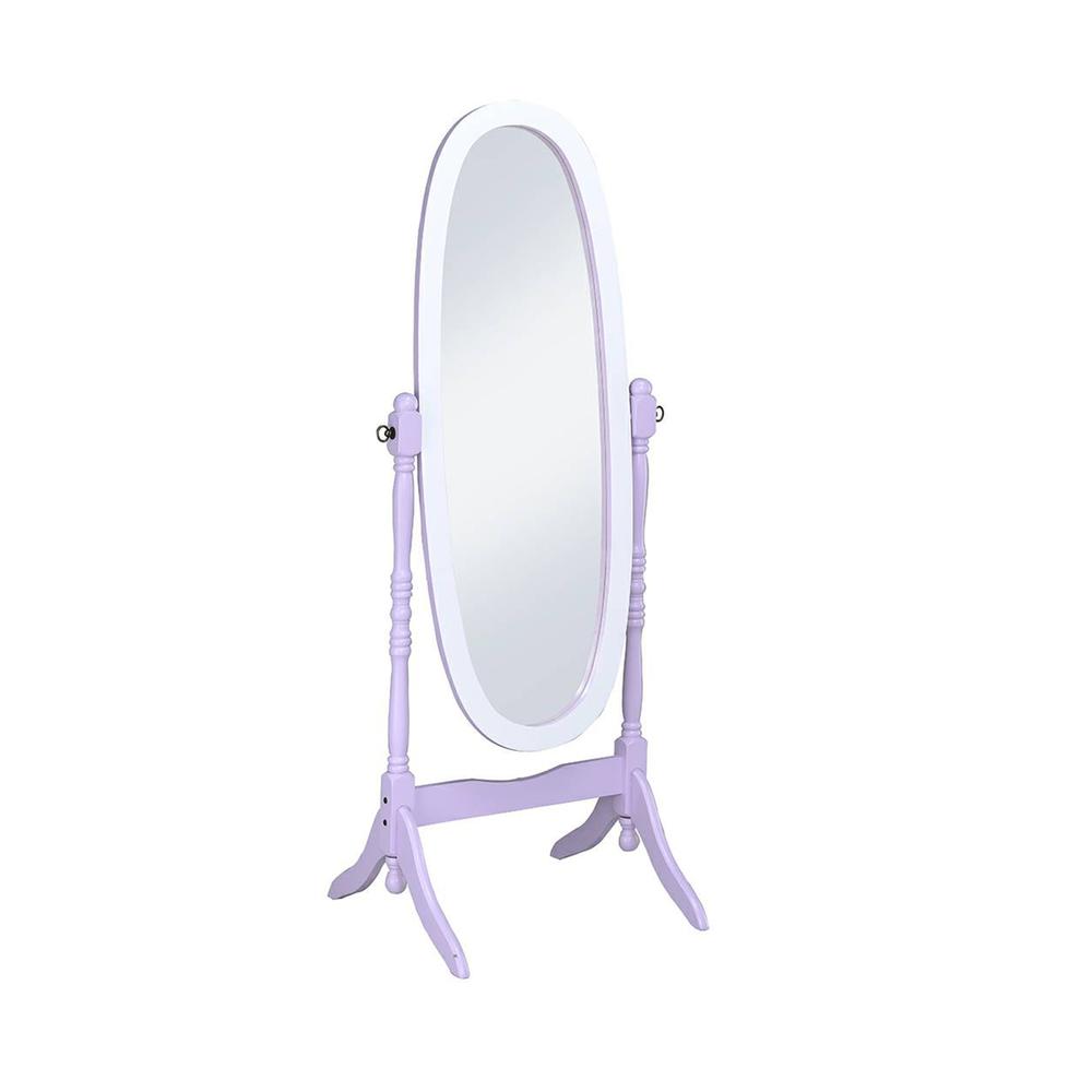 59.25" Purple/White Finish Oval Wooden Cheval Standing Nirror. Picture 1