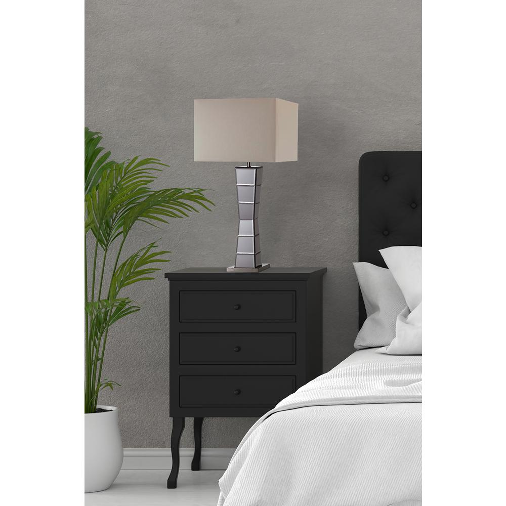 29.5 In Alistair Crystal Black Mirror Square Tower Table Lamp. Picture 2