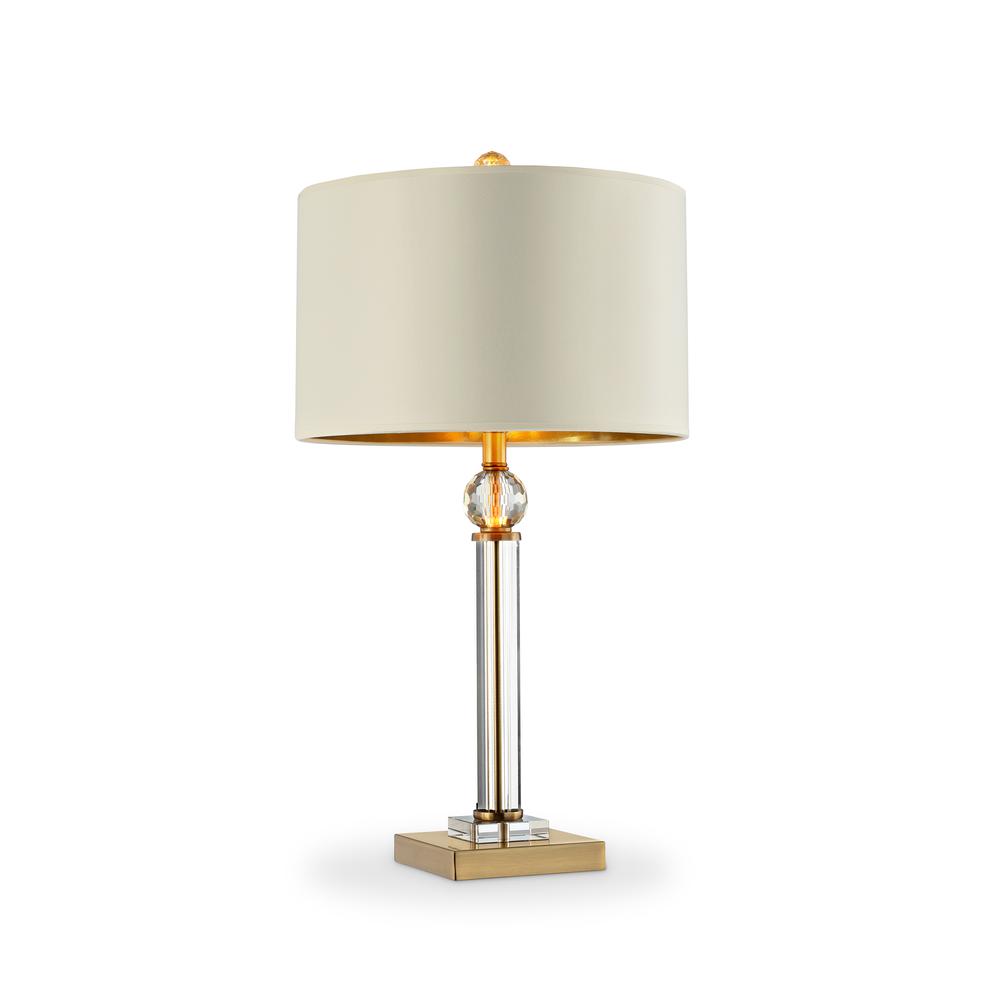 29.5" In Perspicio Solid Crystal Gold Column Table Lamp. Picture 1