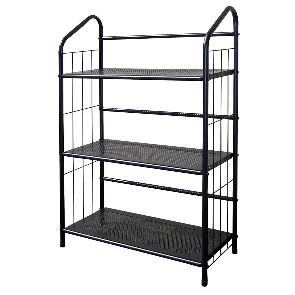 3 Tier Metal Book Shelf - Black. Picture 1