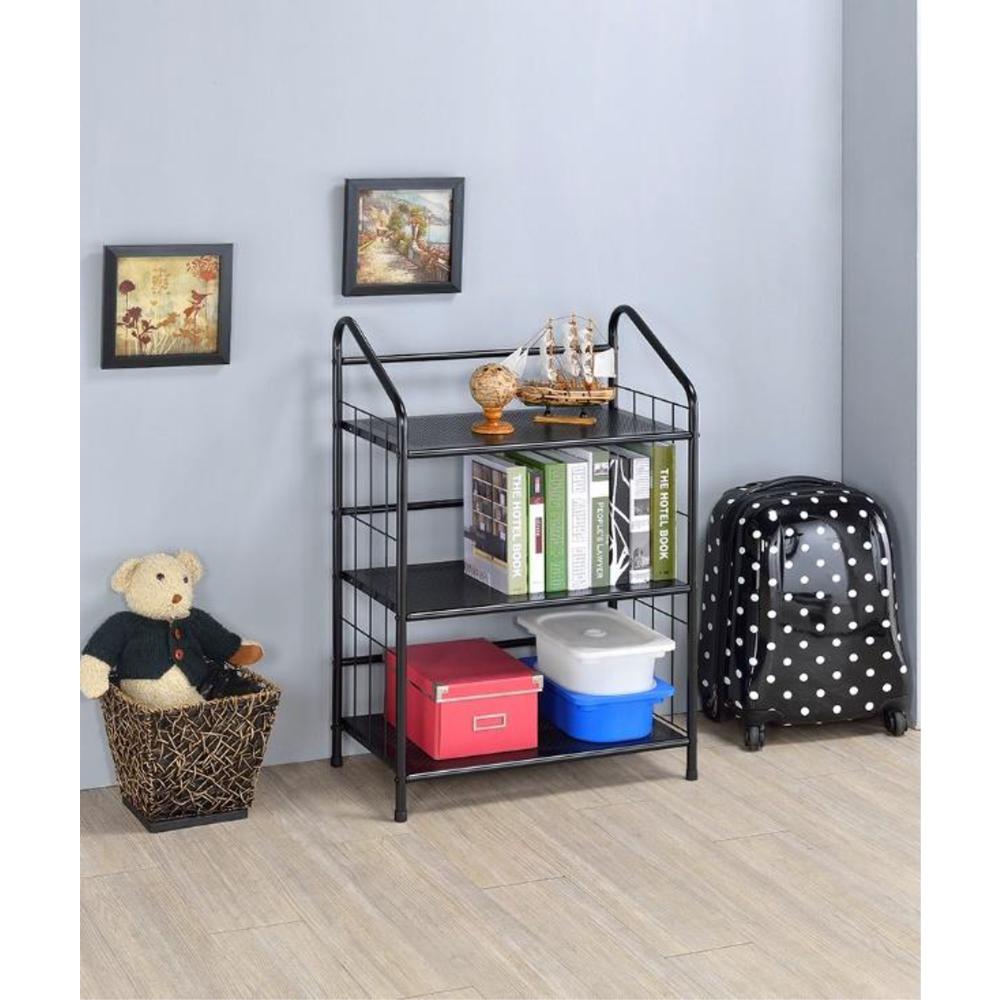 3 Tier Metal Book Shelf - Black. Picture 2