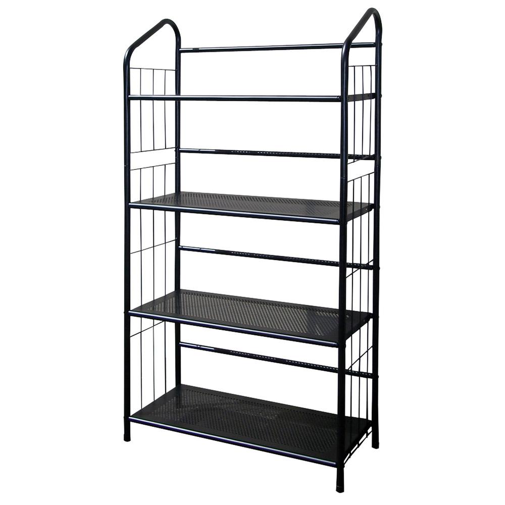 4 Tier Metal Book Shelf - Black. Picture 2