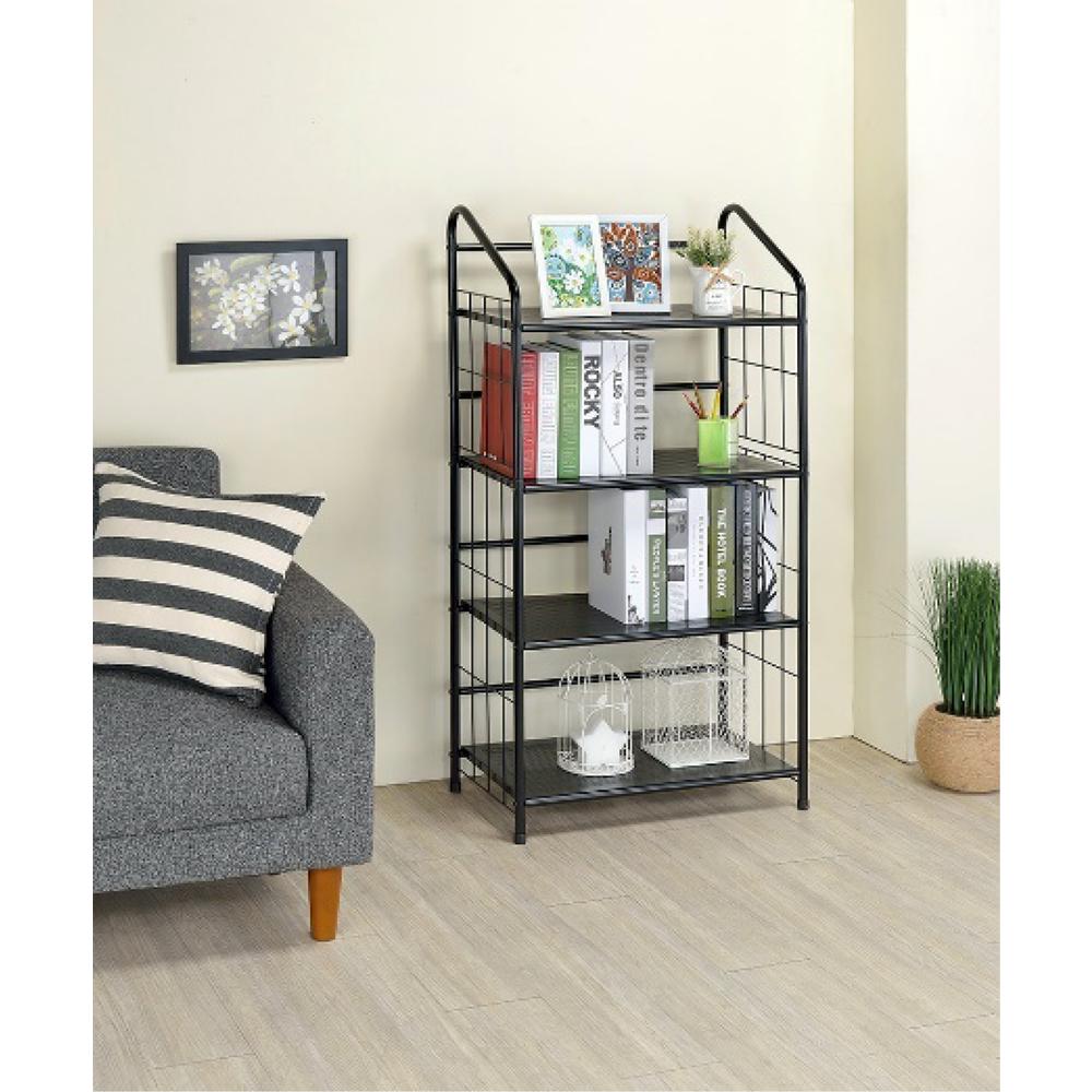 4 Tier Metal Book Shelf - Black. Picture 3