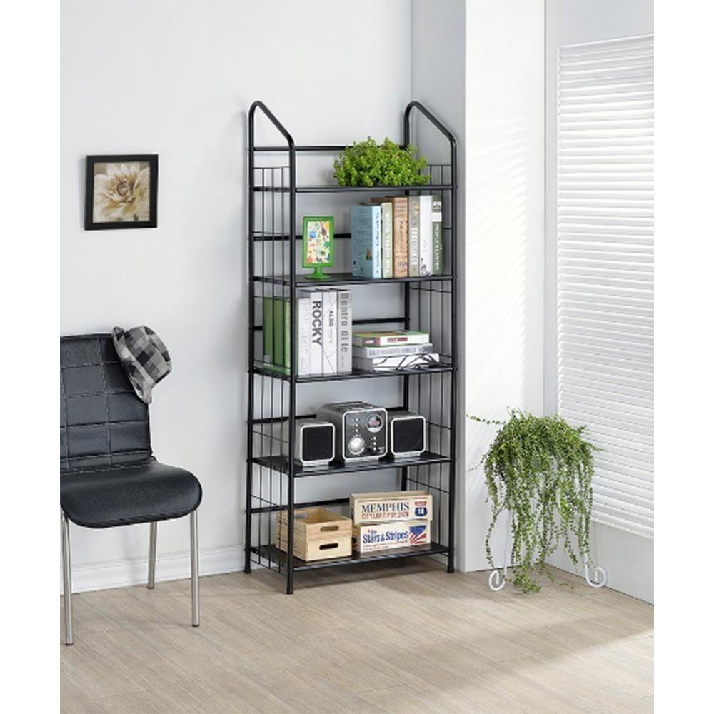 5 Tier Metal Book Shelf - Black. Picture 2