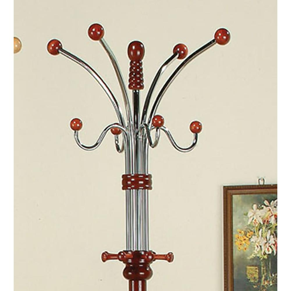 73 Cherry Metal/Wood Coat Rack. Picture 1