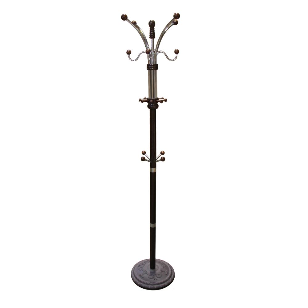 73" Espresso Metal/Wood Coat Rack. Picture 2
