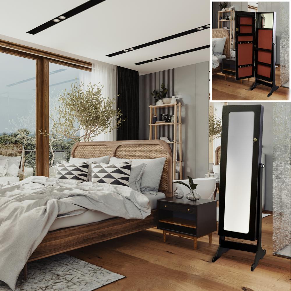 57"H Standing Mirror W/ Storage. Picture 3