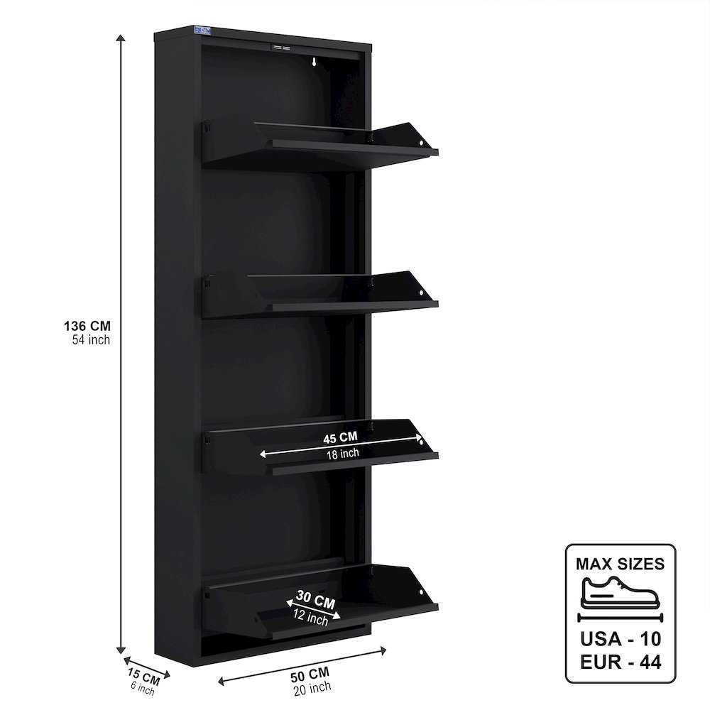 Antibacterial 4 Tier metal shoe cabinet without holes. Picture 5