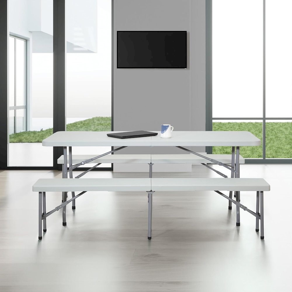 3 Piece Folding Table and Bench Set. Picture 2