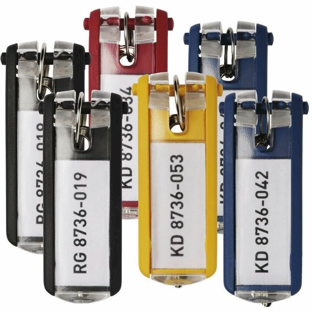 DURABLE Label Window Key Tags - Plastic - Black - 6 / Pack. Picture 1