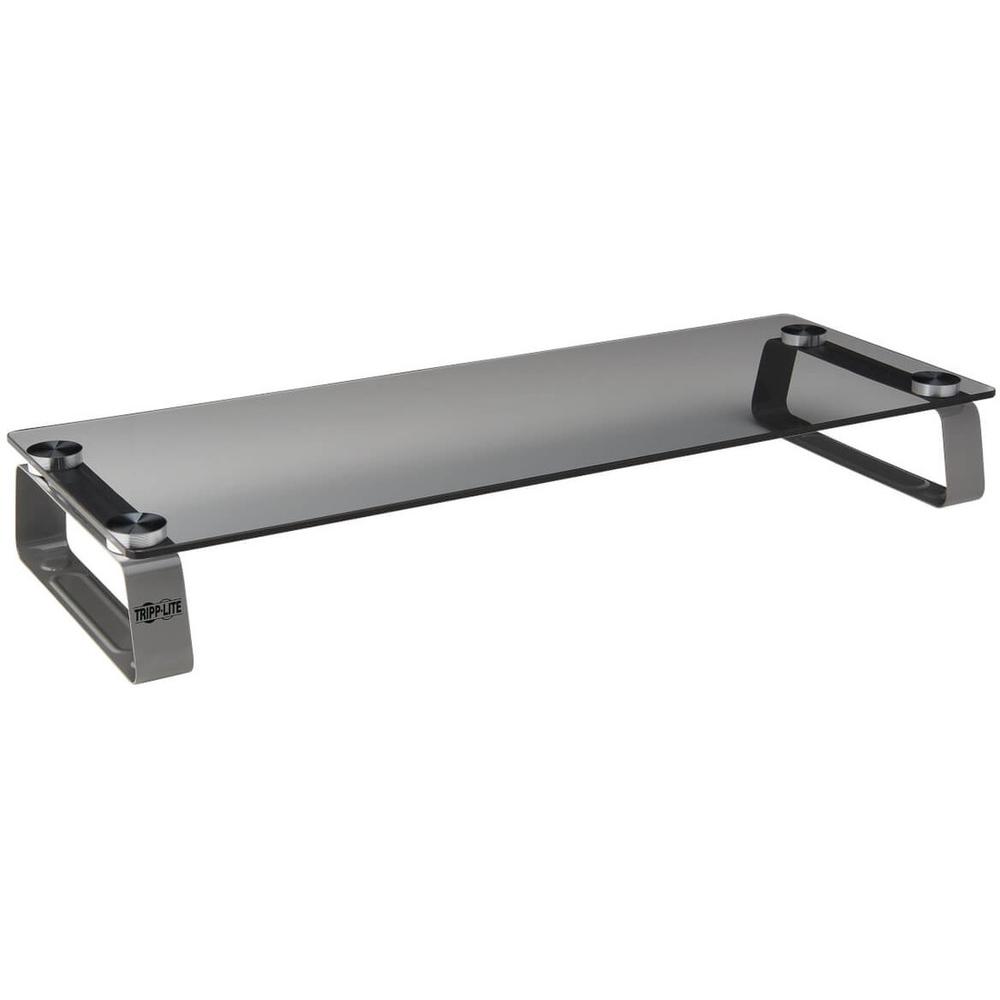 Tripp Lite by Eaton Universal Monitor Riser Stand Glass Computer Laptop Printers 3" - 40 lb Load Capacity - 3.2" Height x 22" Width x 8.3" Depth - Desktop - Tempered Glass, Brushed Aluminum. Picture 1