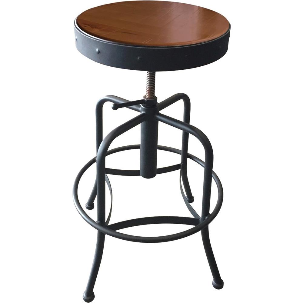 Holland Bar Stools 910 Black Wrinkle Industrial Adjustable Stool - Black Vinyl Seat - Black Tubular Steel Frame - Four-legged Base - Clearcoat - 1 Each. Picture 1