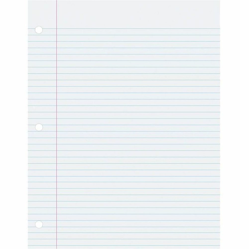 Pacon College-Ruled Filler Paper - 500 Sheets - Ruled Red Margin - 3 Hole(s) - 8 1/2" x 11" Sheet Size - White Paper - Smooth, Hole-punched, Recyclable - 1 Pack. Picture 1