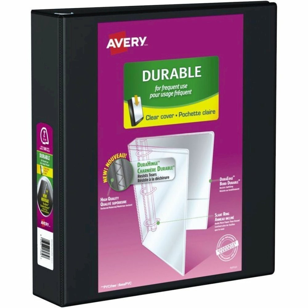 Avery Durable View Binder - 2" Binder Capacity - Letter - 8 1/2" x 11" Sheet Size - 375 Sheet Capacity - 530 x 2" Ring - Fastener: Slant Ring - Pocket: 2, Internal - DuraHinge design - Polypropylene -. Picture 1