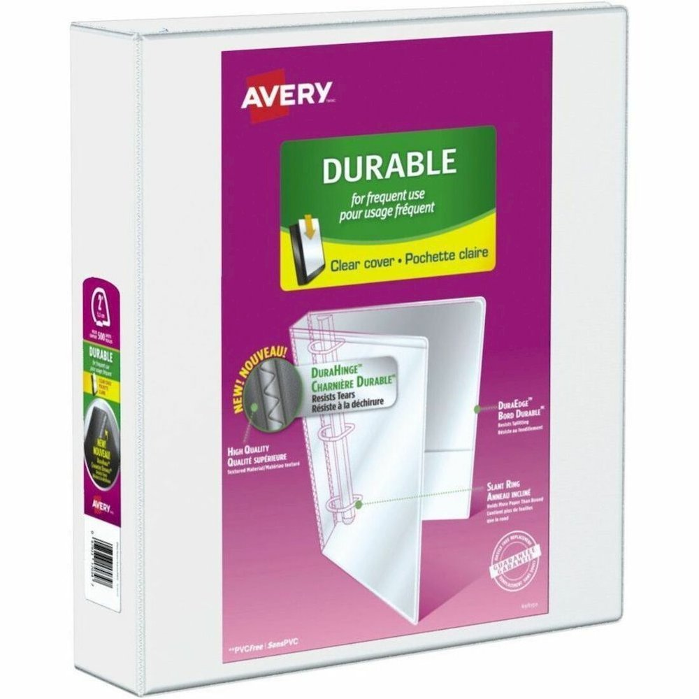 Avery Durable View Binder - 2" Binder Capacity - Letter - 8 1/2" x 11" Sheet Size - 375 Sheet Capacity - 530 x 2" Ring - Fastener: Slant Ring - Pocket: 2, Internal - DuraHinge design - Polypropylene -. Picture 1