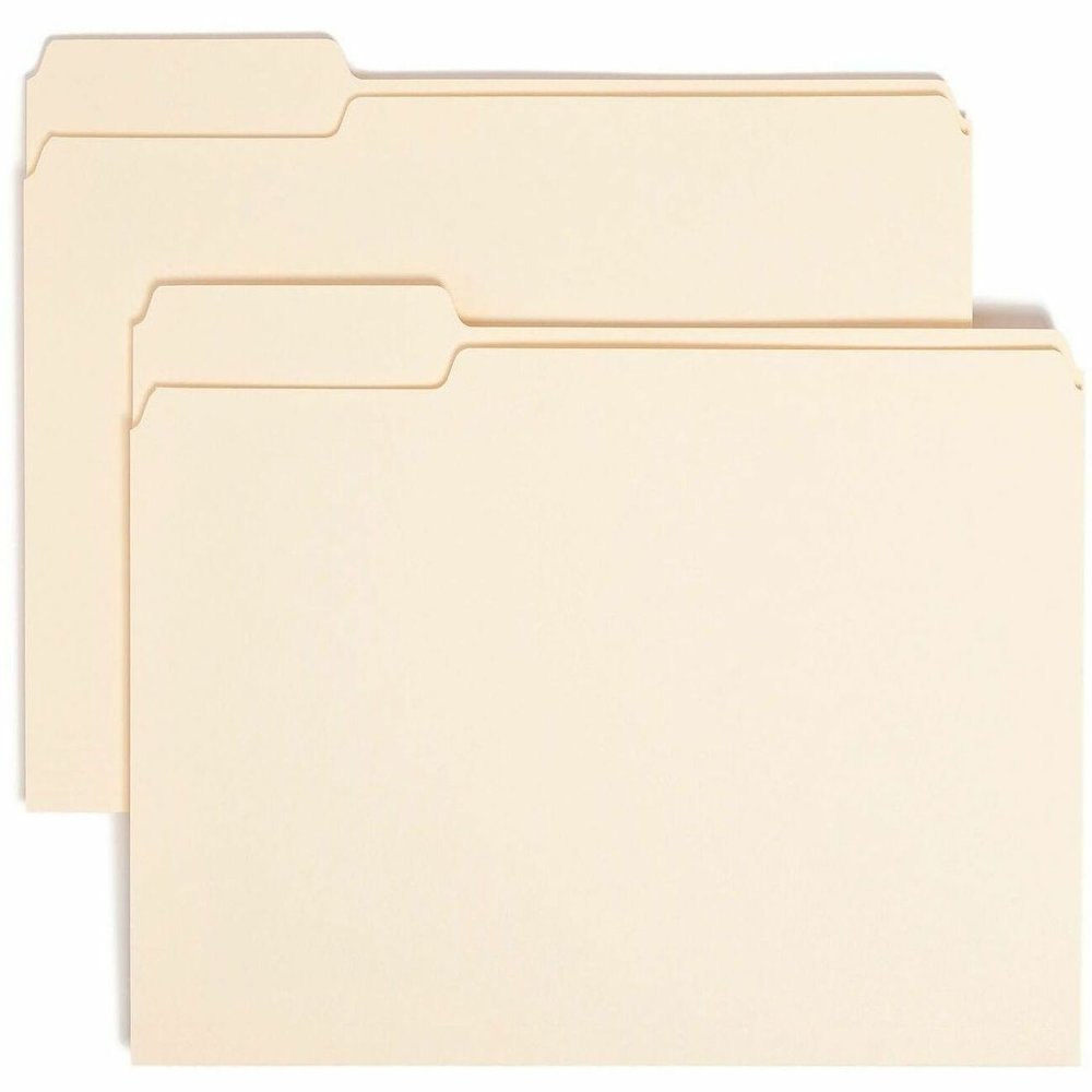 Smead 1/3 Tab Cut Letter Recycled Top Tab File Folder - 8 1/2" x 11" - 3/4" Expansion - Top Tab Location - Left Tab Position - 11 pt. - 1 Plys - Manila - 10% Recycled - 100 / Box. Picture 1