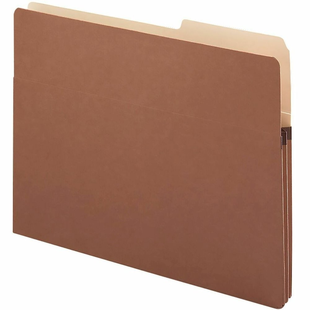 Smead 2/5 Tab Cut Letter Recycled File Pocket - 8 1/2" x 11" - 1 3/4" Expansion - Top Tab Location - Right Tab Position - Redrope - Tear Proof, Reinforced Gusset, Durable - 30% Recycled - 25 / Box. Picture 1