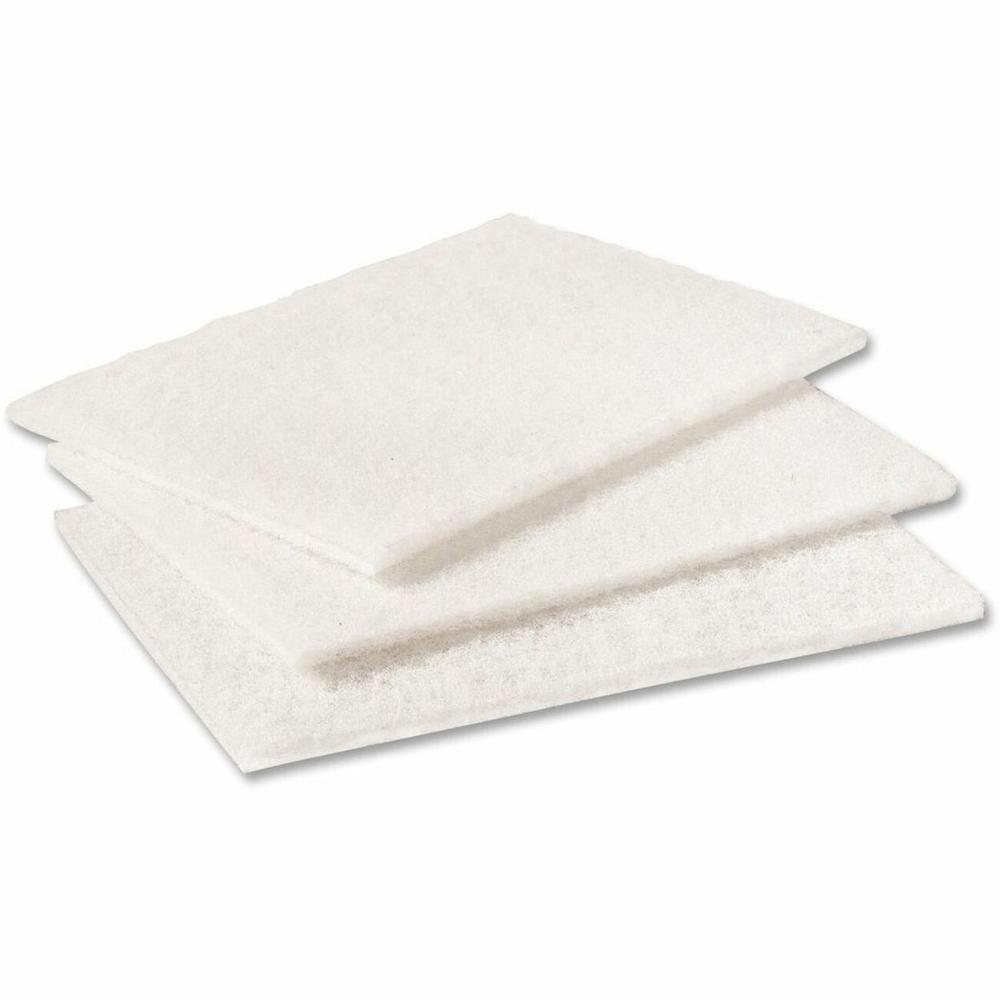 Scotch-Brite Cleansing Pads - For Copper, Ceramic, Porcelain, Stainless Steel - 60 / Carton - White. Picture 1
