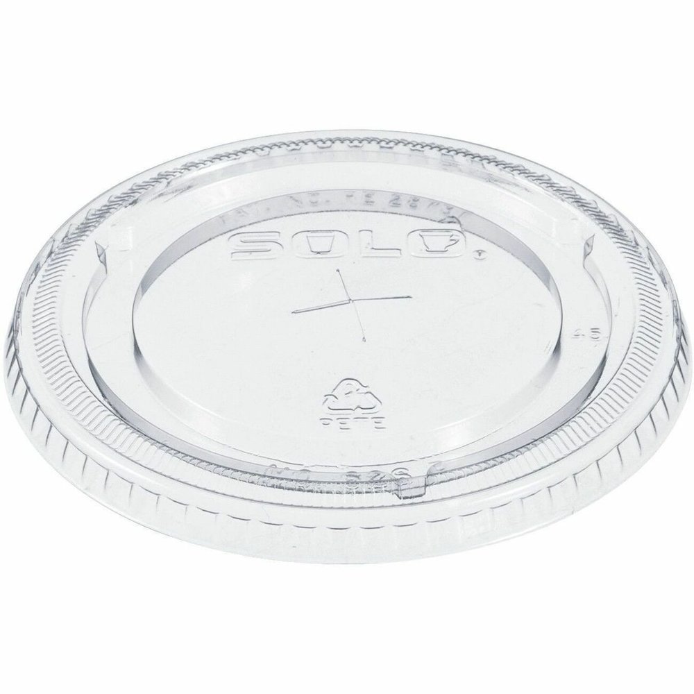 Dart 12-24 oz PET Plastic Straw-Slotted Lid - Clear - Storing - 3.9" Diameter - Clear - Polyethylene Terephthalate (PET), Plastic Body - 10 / Carton. Picture 1