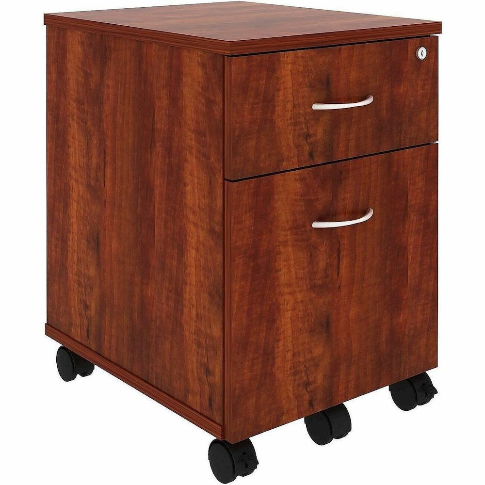 Lorell File Cabinet - for File, Box - Mobility - Cherry. Picture 1