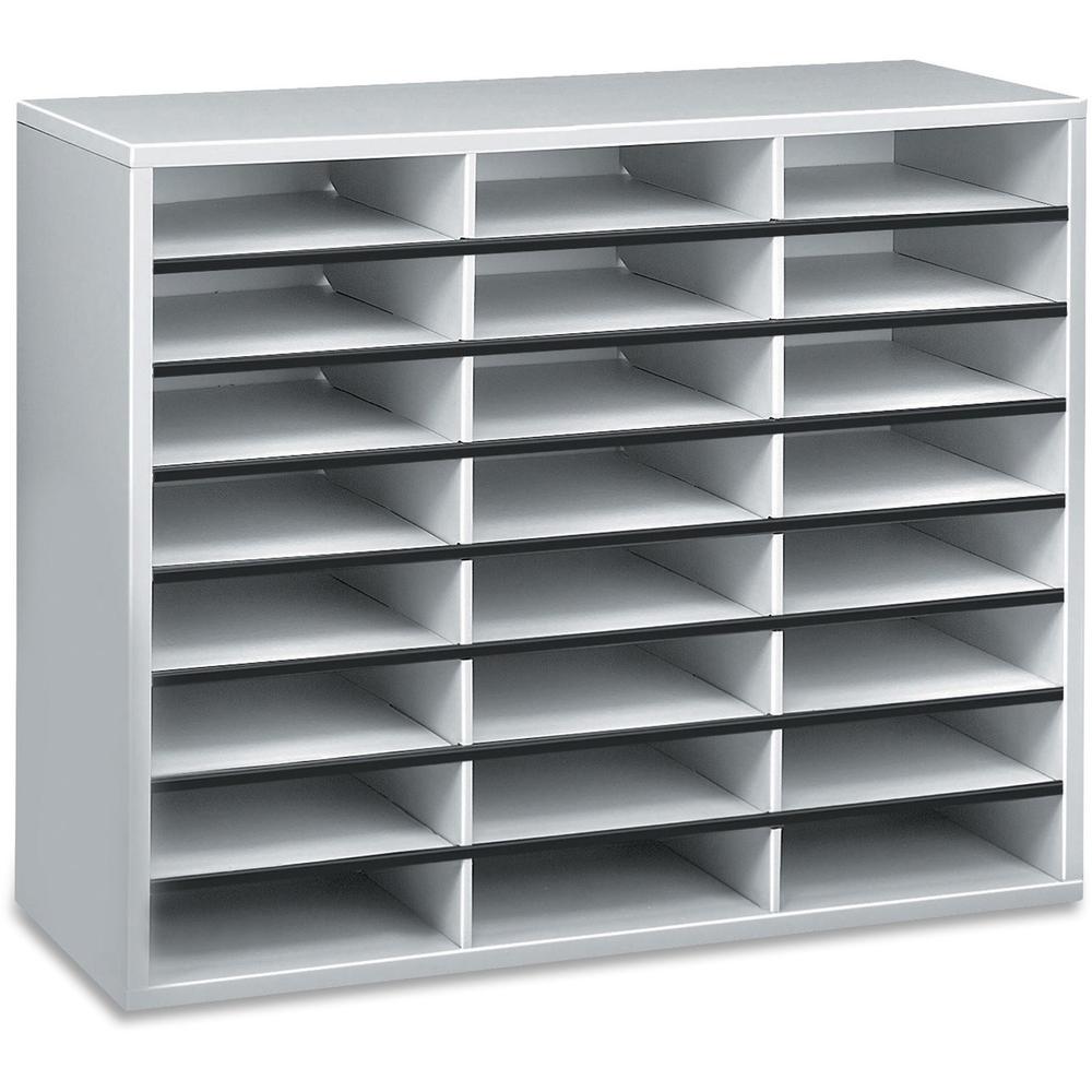 Fellowes 24-Compartment Sorter Literature Organizer - 24 Compartment(s) - Compartment Size 2.50" x 9" x 11.63" - 23.4" Height x 29" Width x 11.9" Depth - Corrugated - Melamine - Dove Gray - Fiberboard. Picture 1