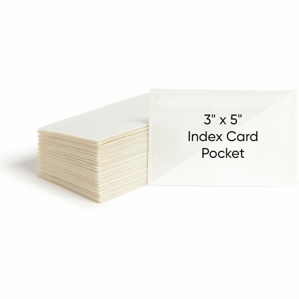 Smead Self-Adhesive Pockets - For 5 5/16" x 3 5/8" Sheet - Clear - Poly - 100 / Box. Picture 1