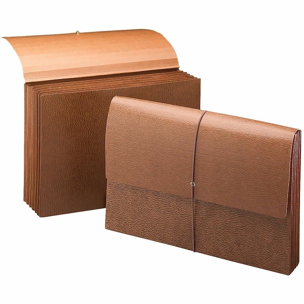 Smead Legal Recycled File Wallet - 8 1/2" x 14" - 5 1/4" Expansion - 6 Pocket - Redrope - Flap, Reinforced, Elastic Closure - 30% Recycled - 1 Each. Picture 1