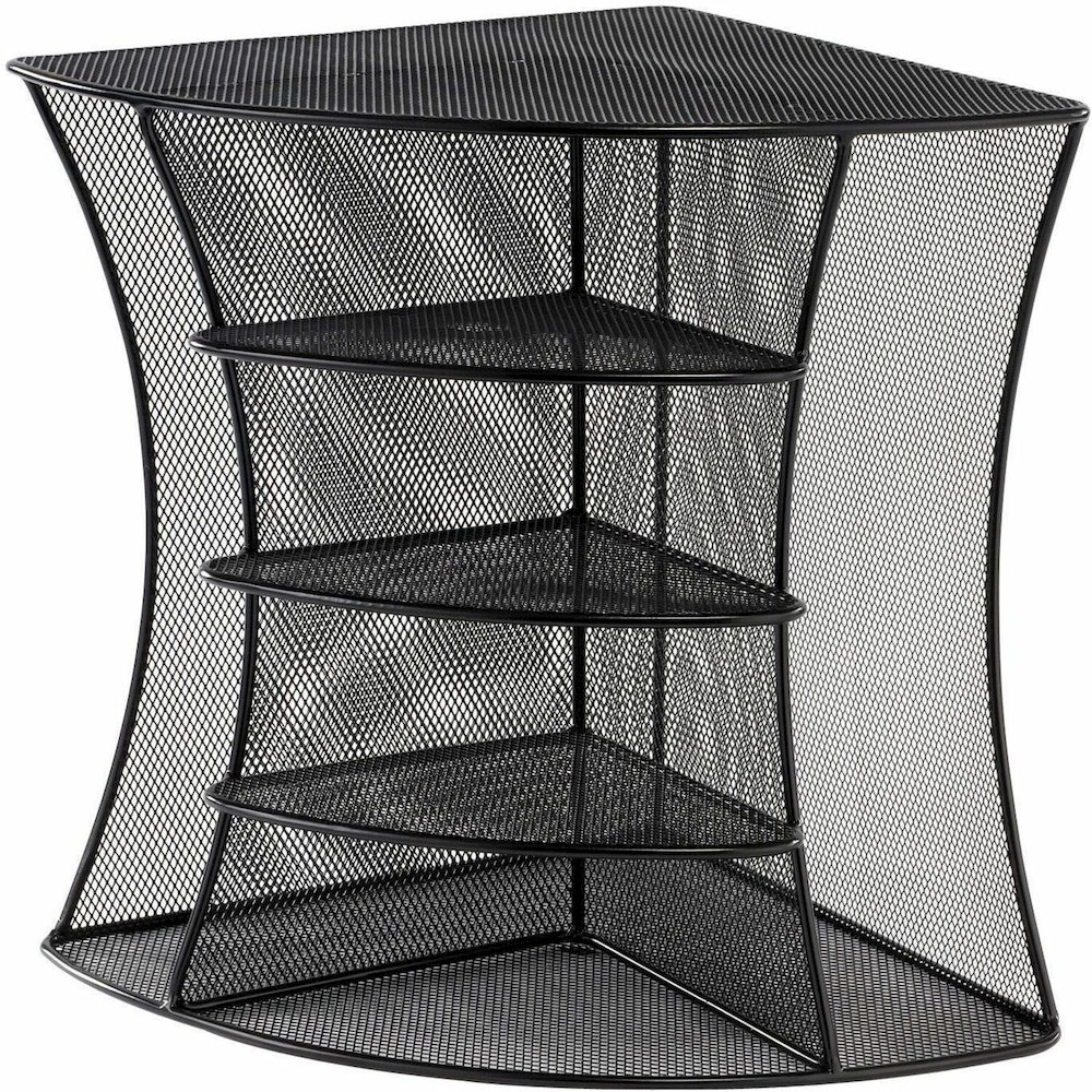 Safco Onyx Mesh Corner Organizer - 13" Height x 15" Width x 11" Depth - Desktop - Black - Steel - 1 Each. Picture 1