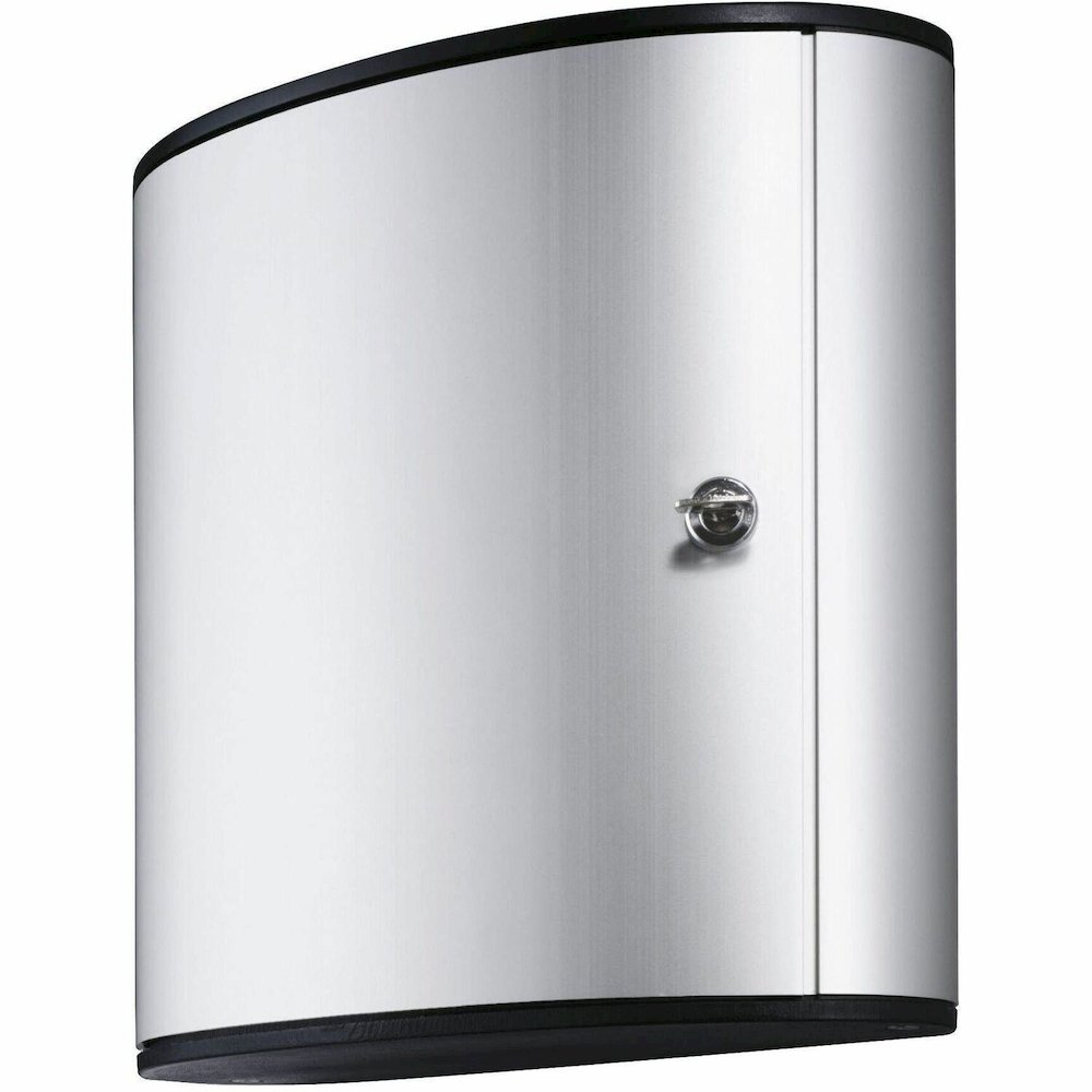 DURABLE 36 Key Brushed Aluminum Cabinet - 4.8" Width x 11" Depth x 11.9" Height - 1 x Front Open Door(s) - Security Lock - Silver - Aluminum. Picture 1