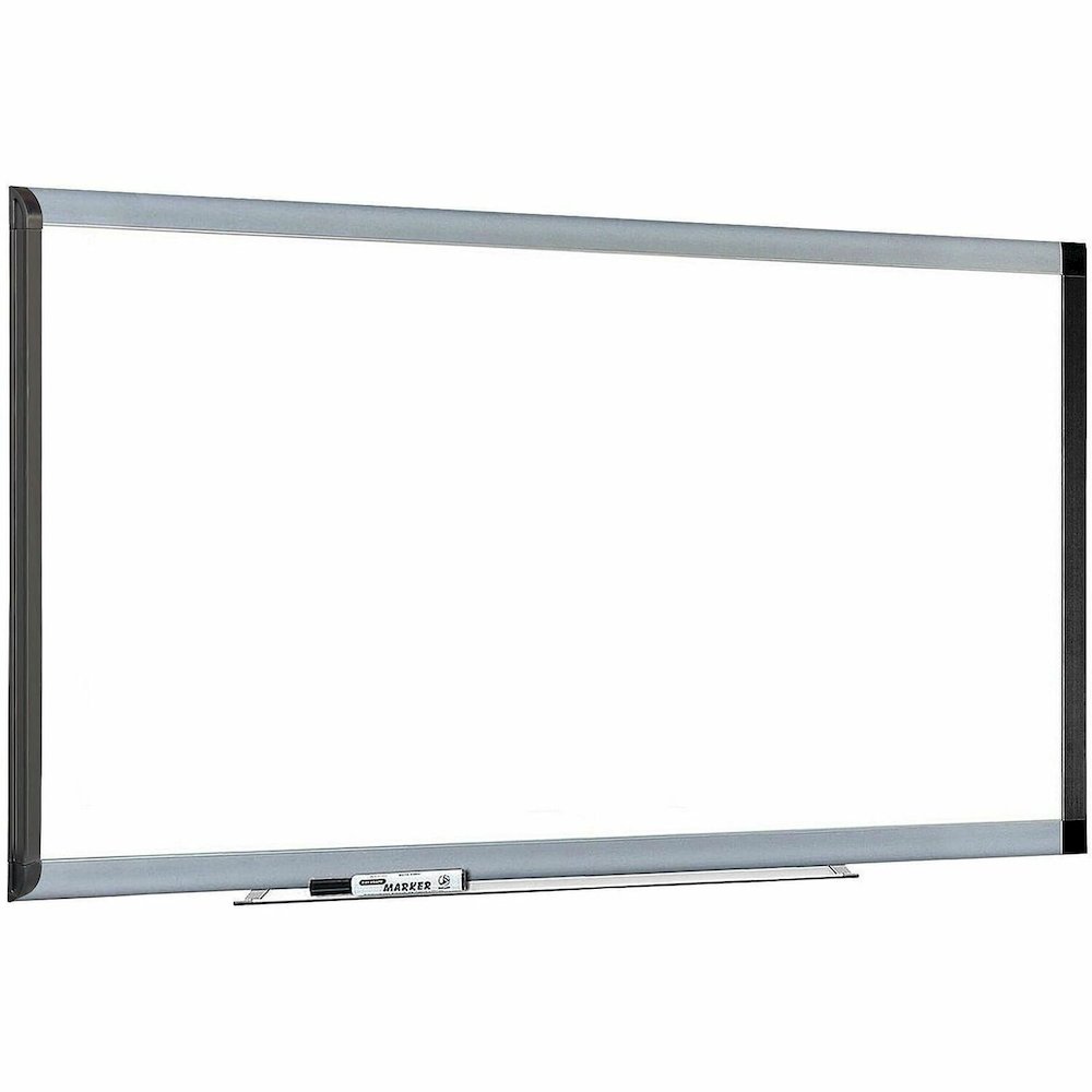 Lorell Signature Series Magnetic Dry-erase Markerboard - 72" (6 ft) Width x 48" (4 ft) Height - Coated Steel Surface - Silver, Ebony Frame - Magnetic - 1 Each. Picture 1