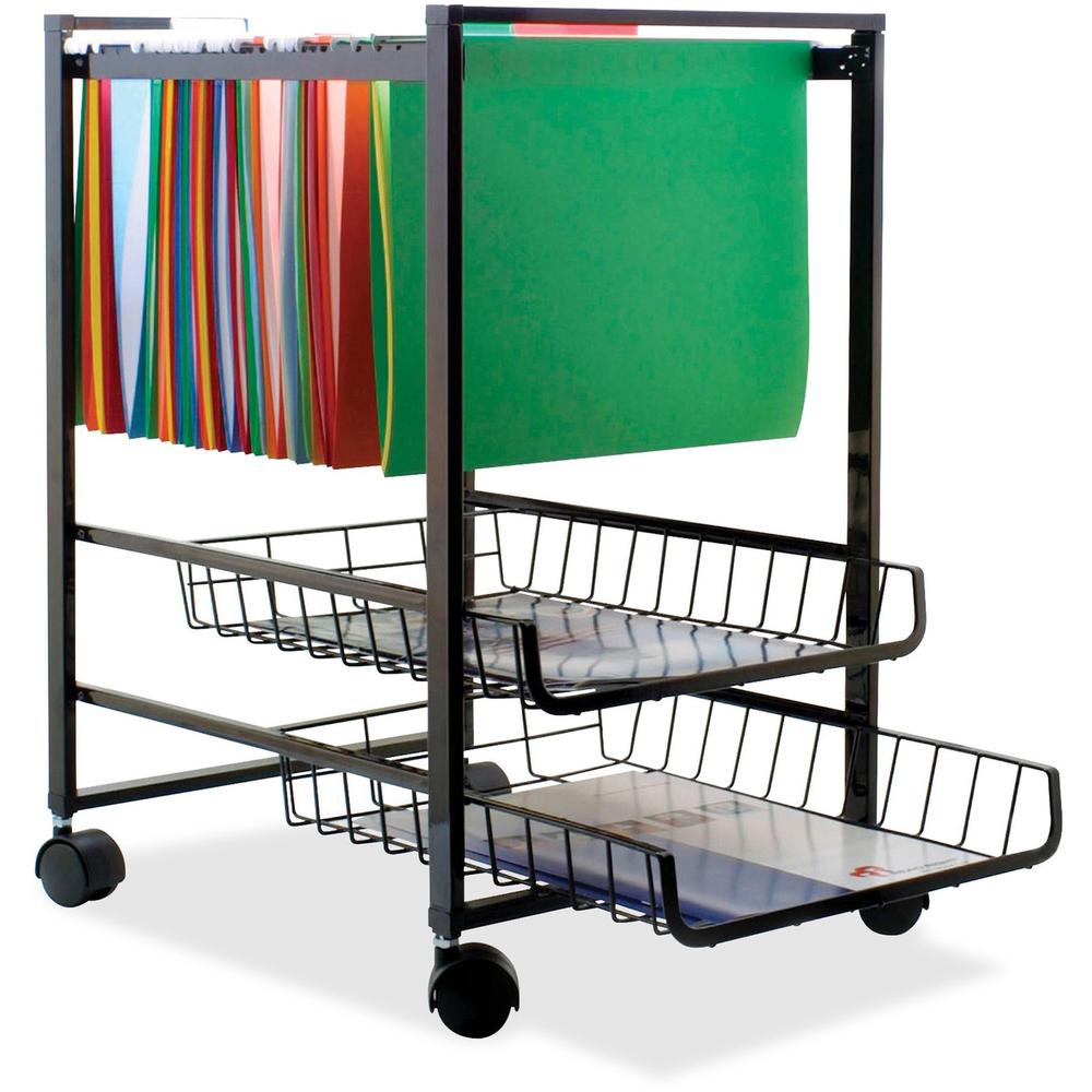 Advantus Mobile File Cart - 4 Casters - Steel - x 16" Width x 13" Depth x 19.5" Height - Black Steel Frame - Black - 1 Each. Picture 1