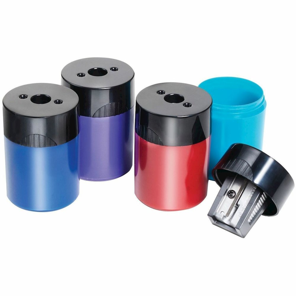 Staedtler Cylinder Metal Blade Pencil Sharpener - 1 Hole(s) - 2.2" Height x 1.5" Width - Metal - Assorted - 10 / Box. Picture 1