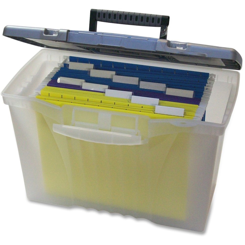 Storex Plastic Portable File Box - Internal Dimensions: 14.50" Width x 10.50" Depth x 12" Height - External Dimensions: 14.5" Width x 10.5" Depth x 12" Height - Media Size Supported: Letter, Legal - L. Picture 1
